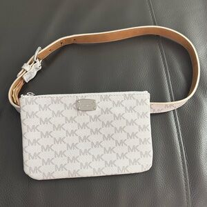 Michael Kors XSmall Belt Bag Fanny Pack MK Logo Cream Gray